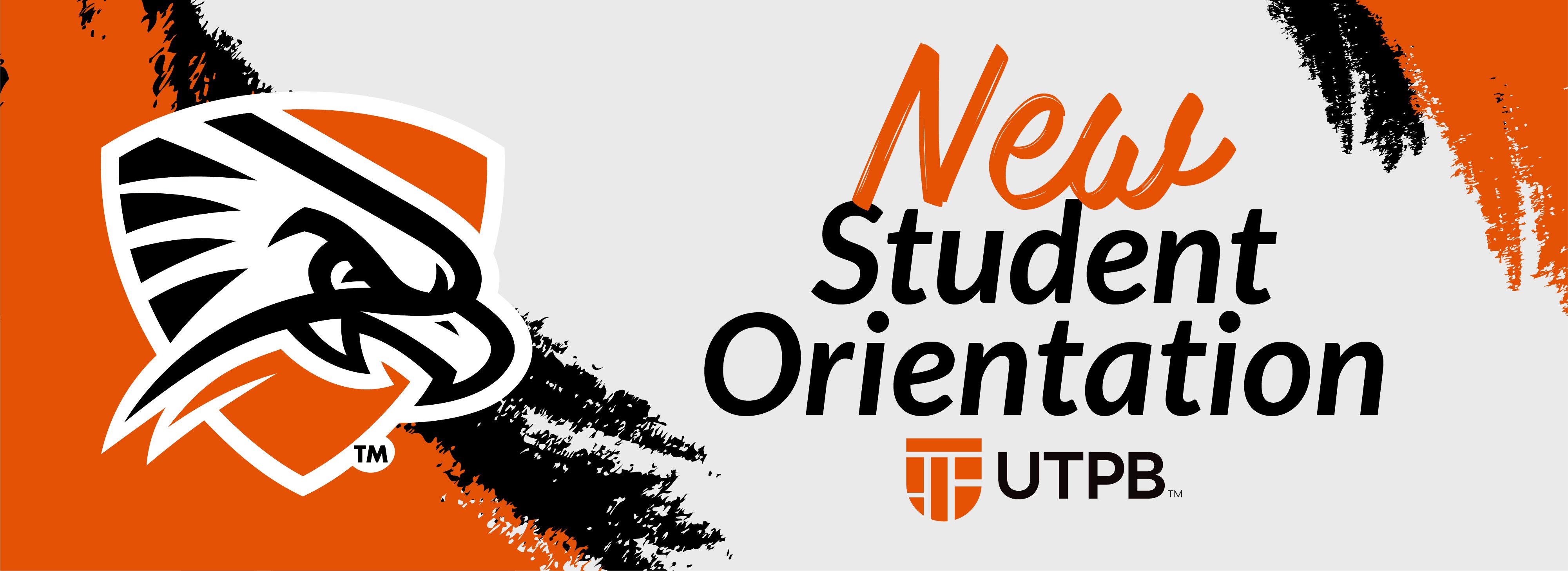 New Student Orientation Banner with Falcon Shield