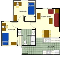 two bedroom apartment floorplan