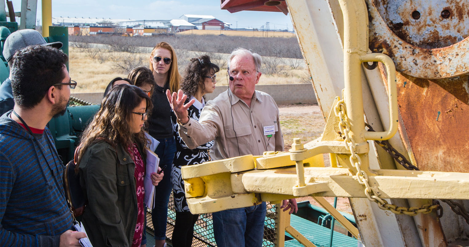 students at well site