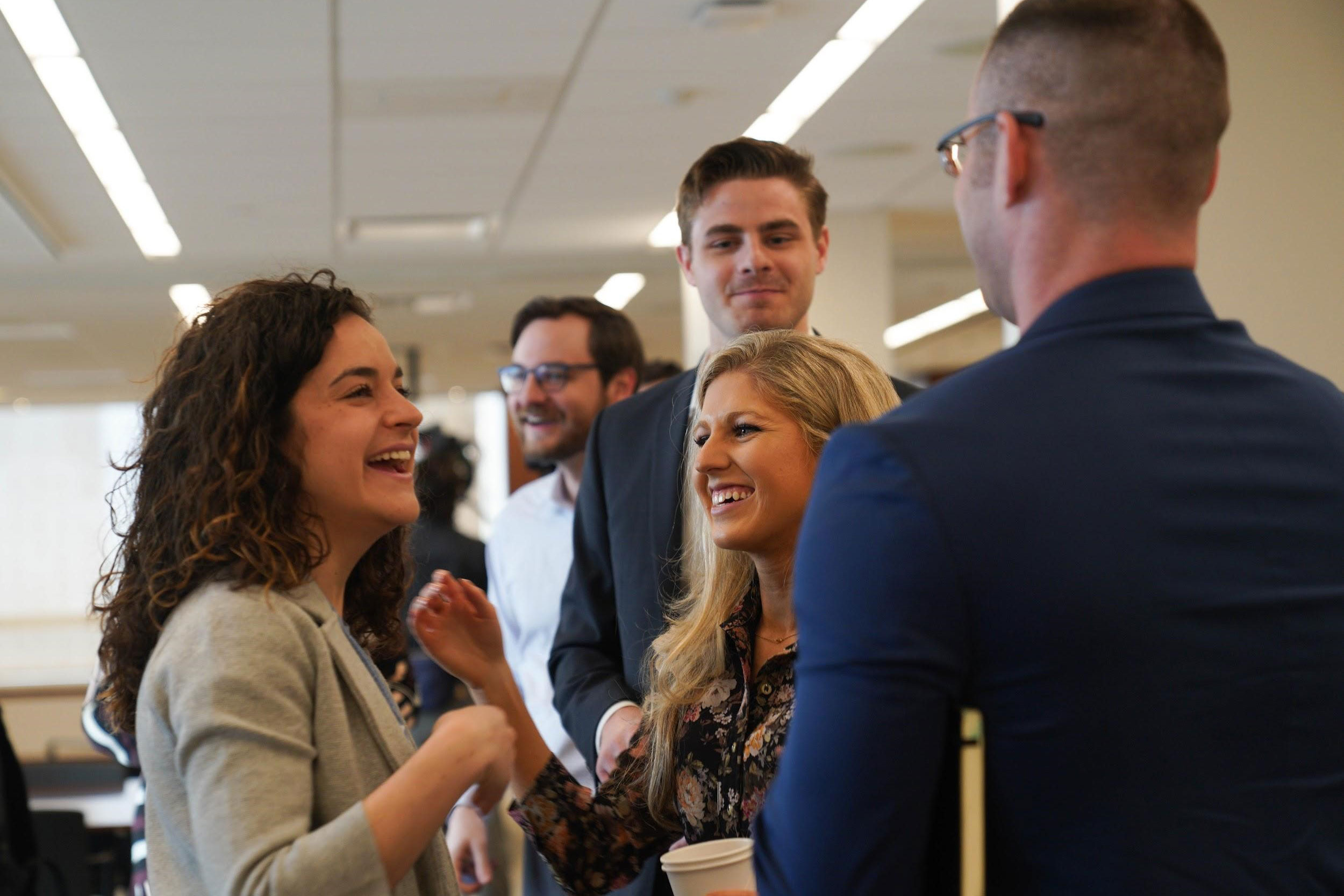 Group of people networking at an event