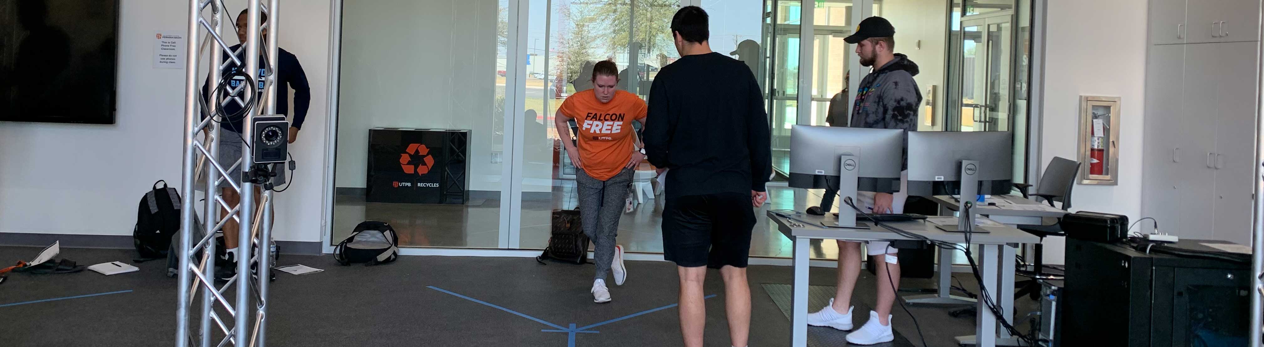 Students learning in biomechanics lab