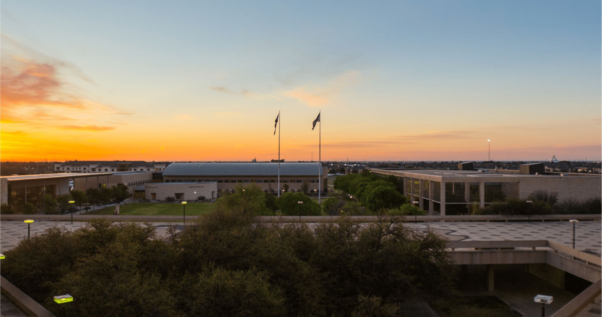 Campus Bird eyes view sunset