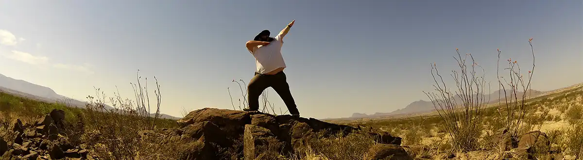 Geology student on a rock