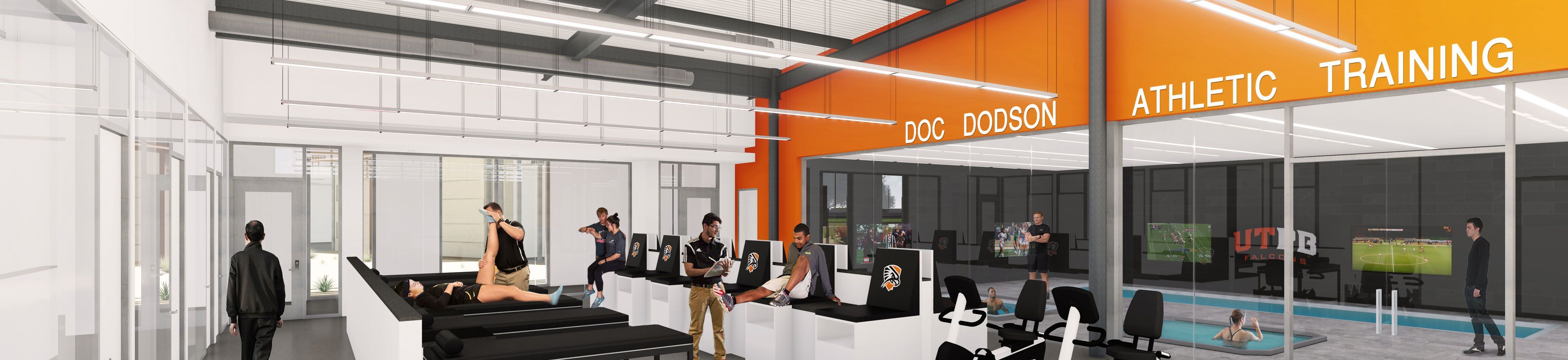 Building rendering of students in a training room