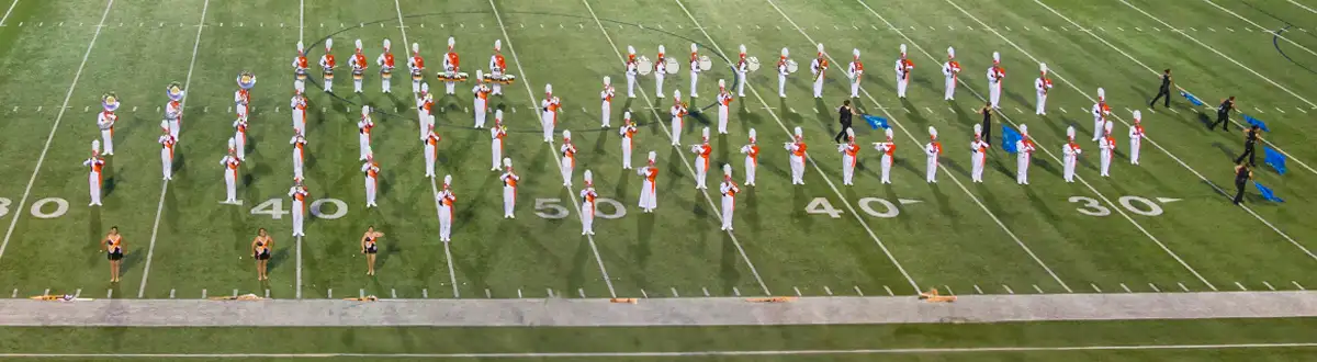 marching band on the football field