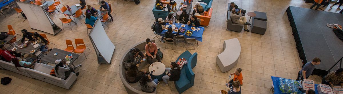 students talking to one another in the Student Activity Center