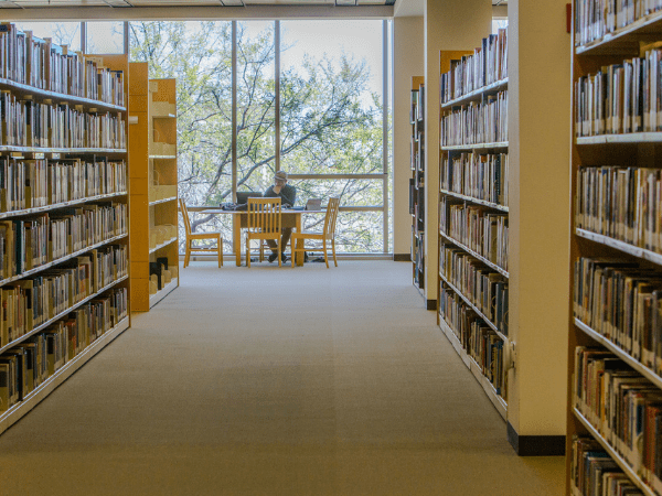 pilas en la biblioteca