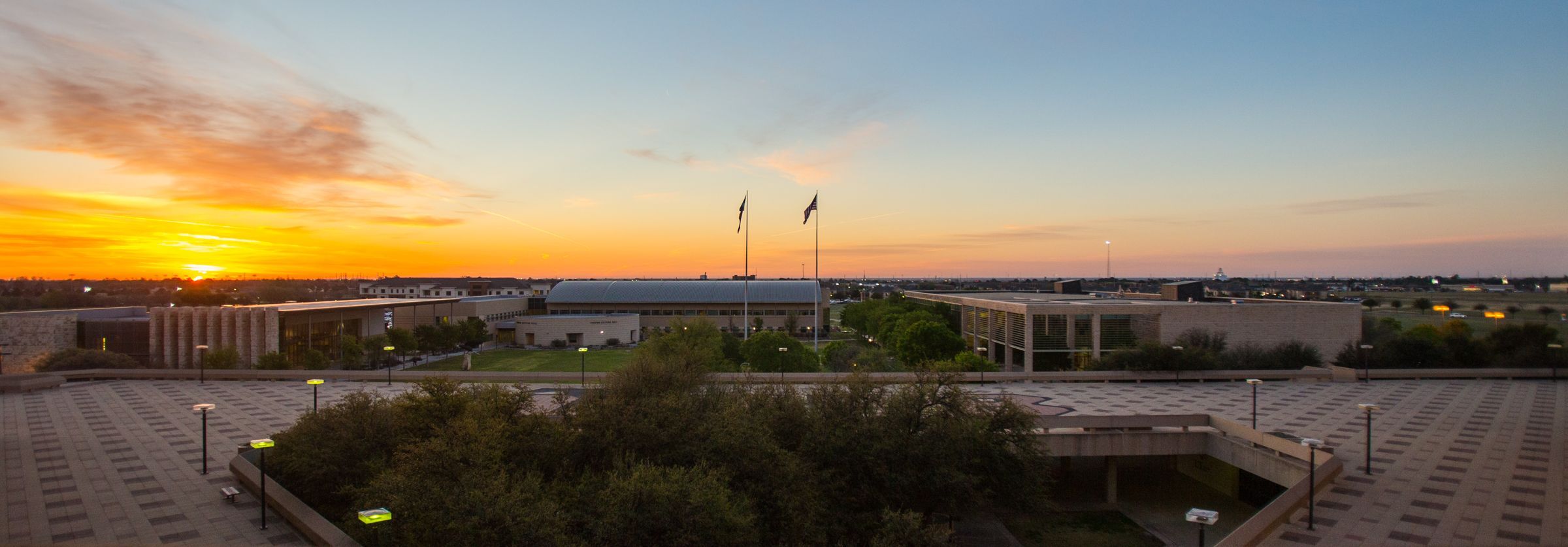 Sunrise over the quad on campus 