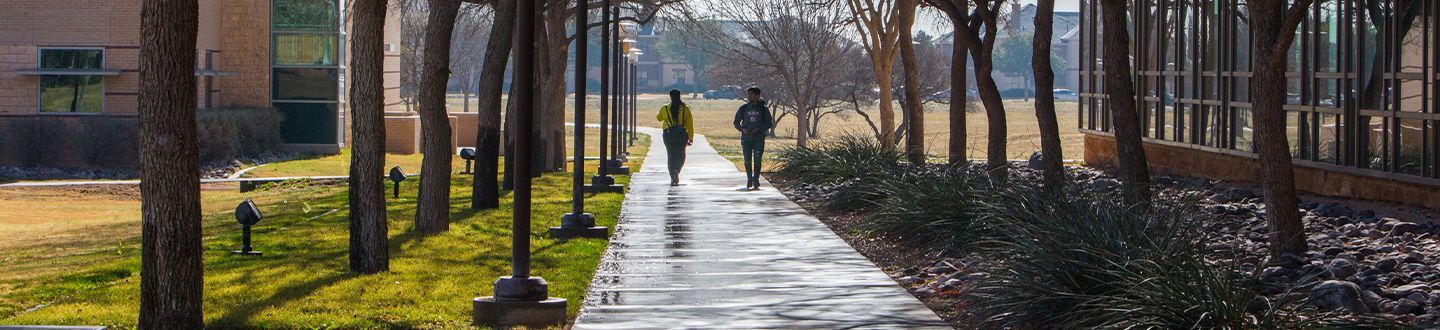 Student walking outside