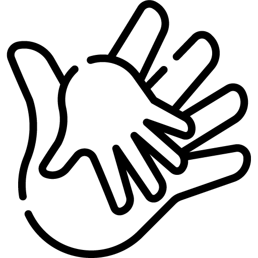 La mano del niño en el icono de la mano de un adulto.
