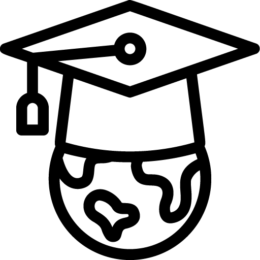 a world with a graduation cap on - icon