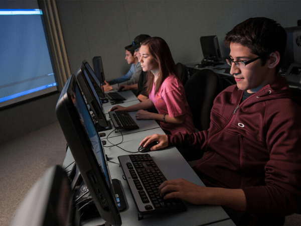 Students working on computers