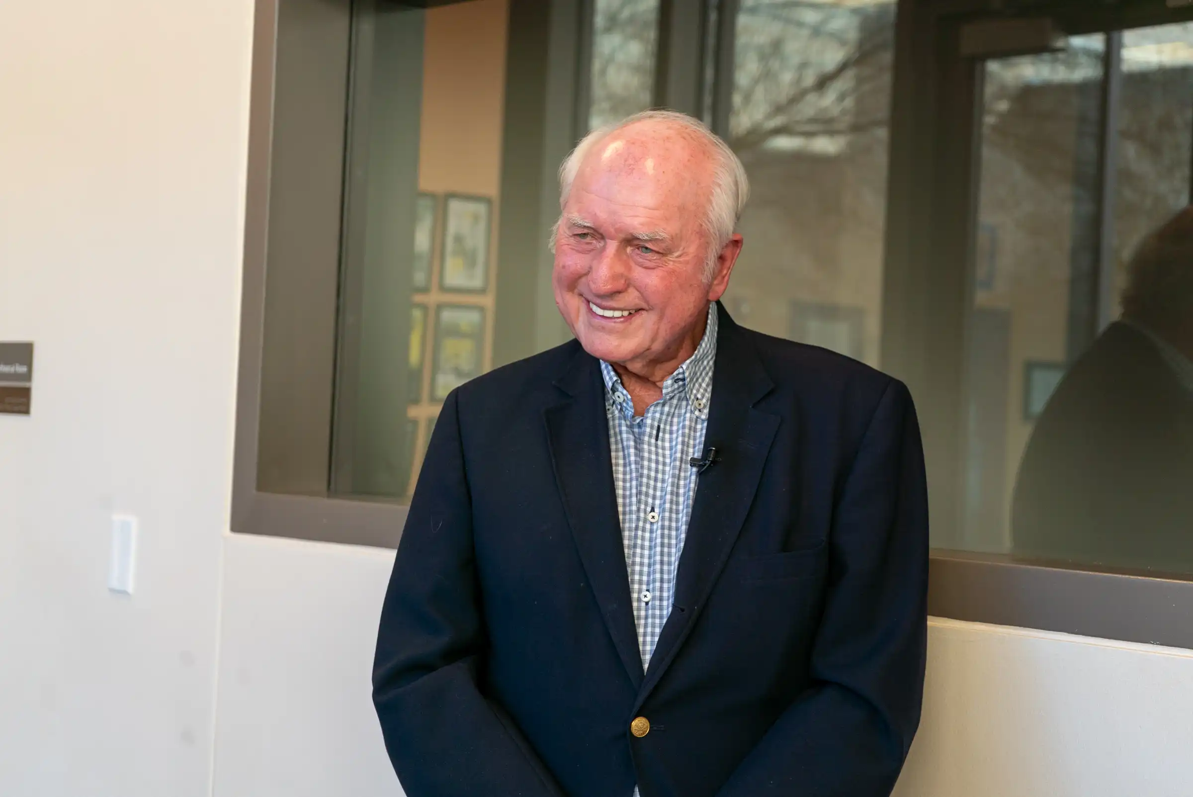 Jim Woodcock smiling during an interview with UTPB.