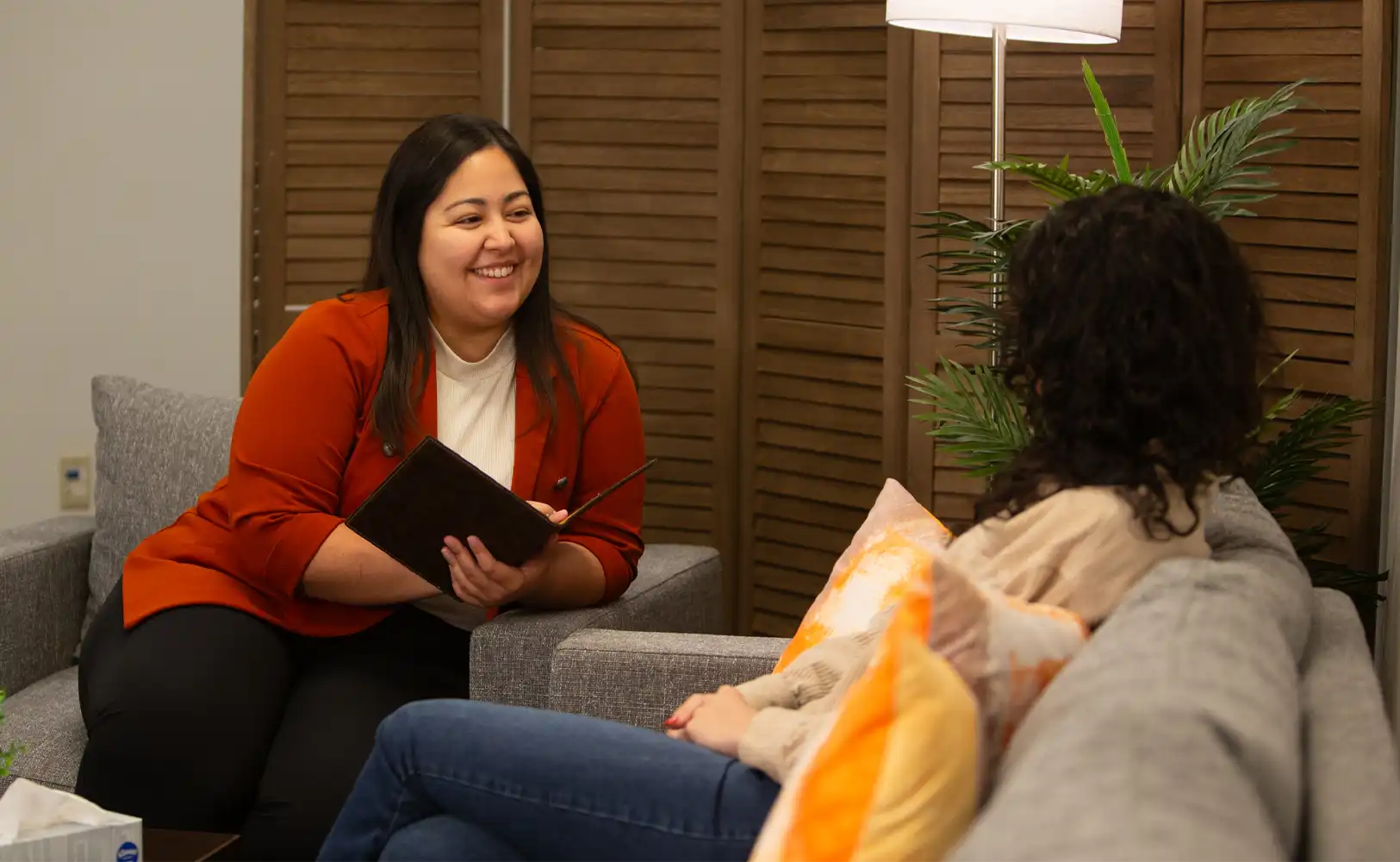 UTPB student sitting in a mock counseling session.