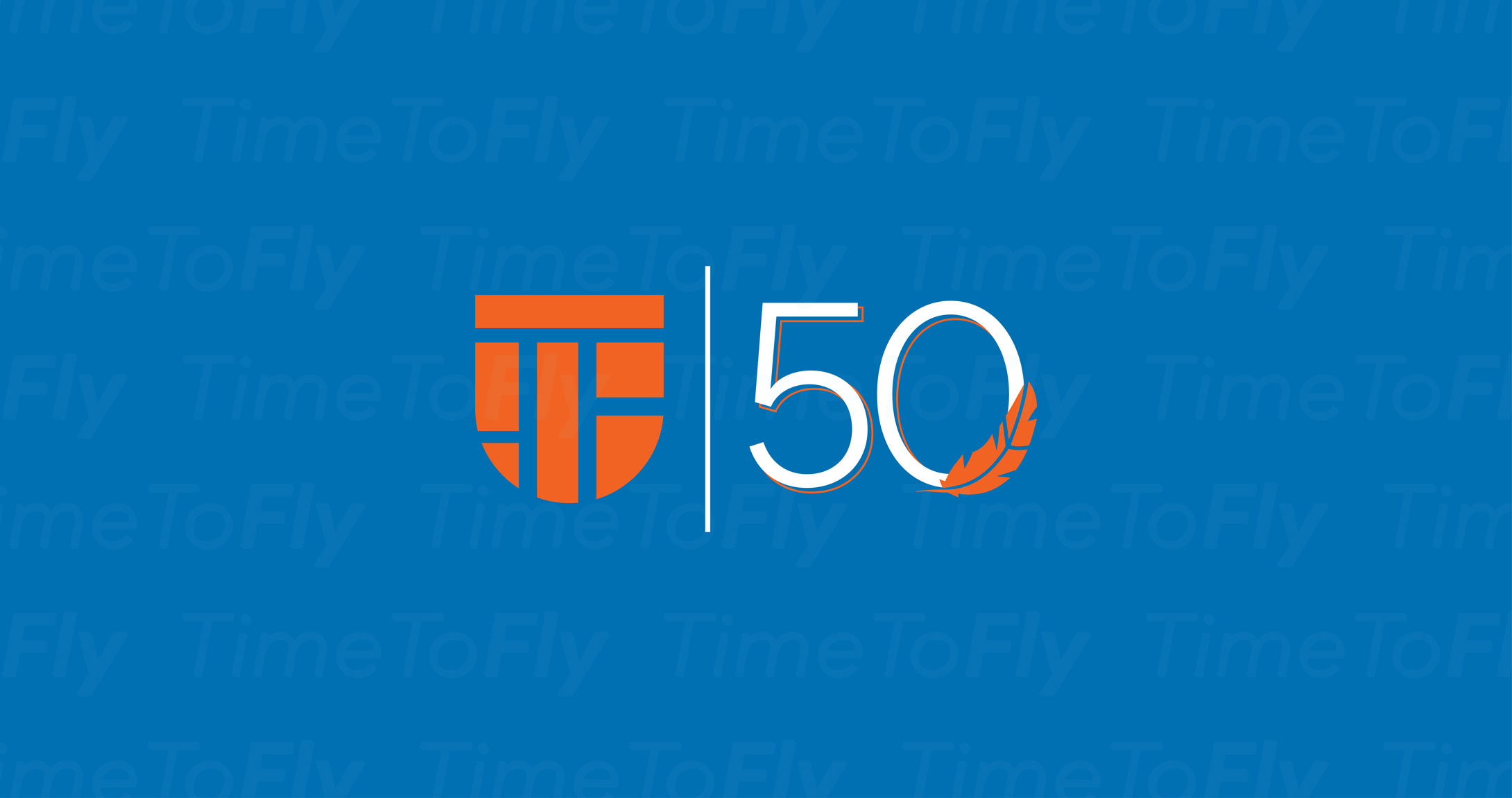 50th Anniversary logo on blue background