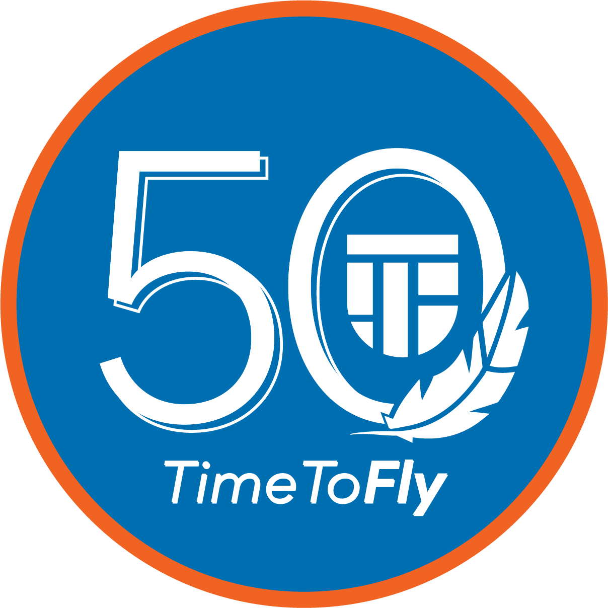 50 time to fly logo icon