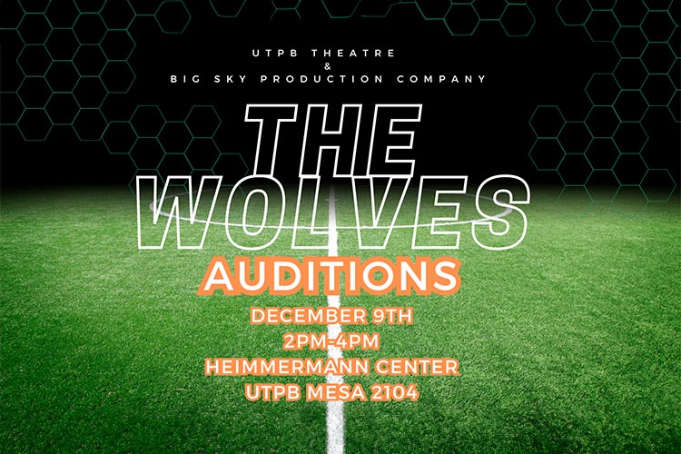 soccer field with audition details. 12-09, 2pm-4pm, Mesa Building Room 2104