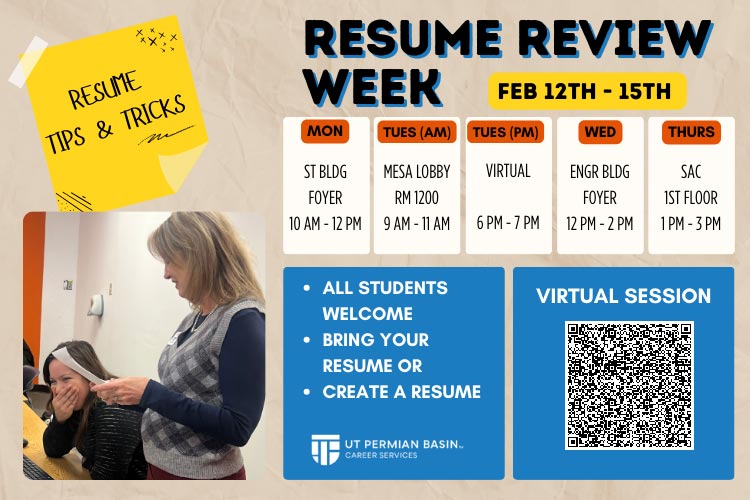 resume review week flyer - multiple locations and dates