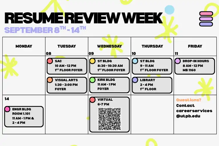 Calendar of Events for Review Week - duplicate info posted in copy