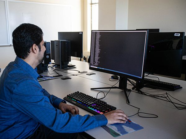 UTPB student working on computer