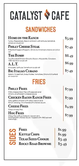 Catalyst Cafe Menu