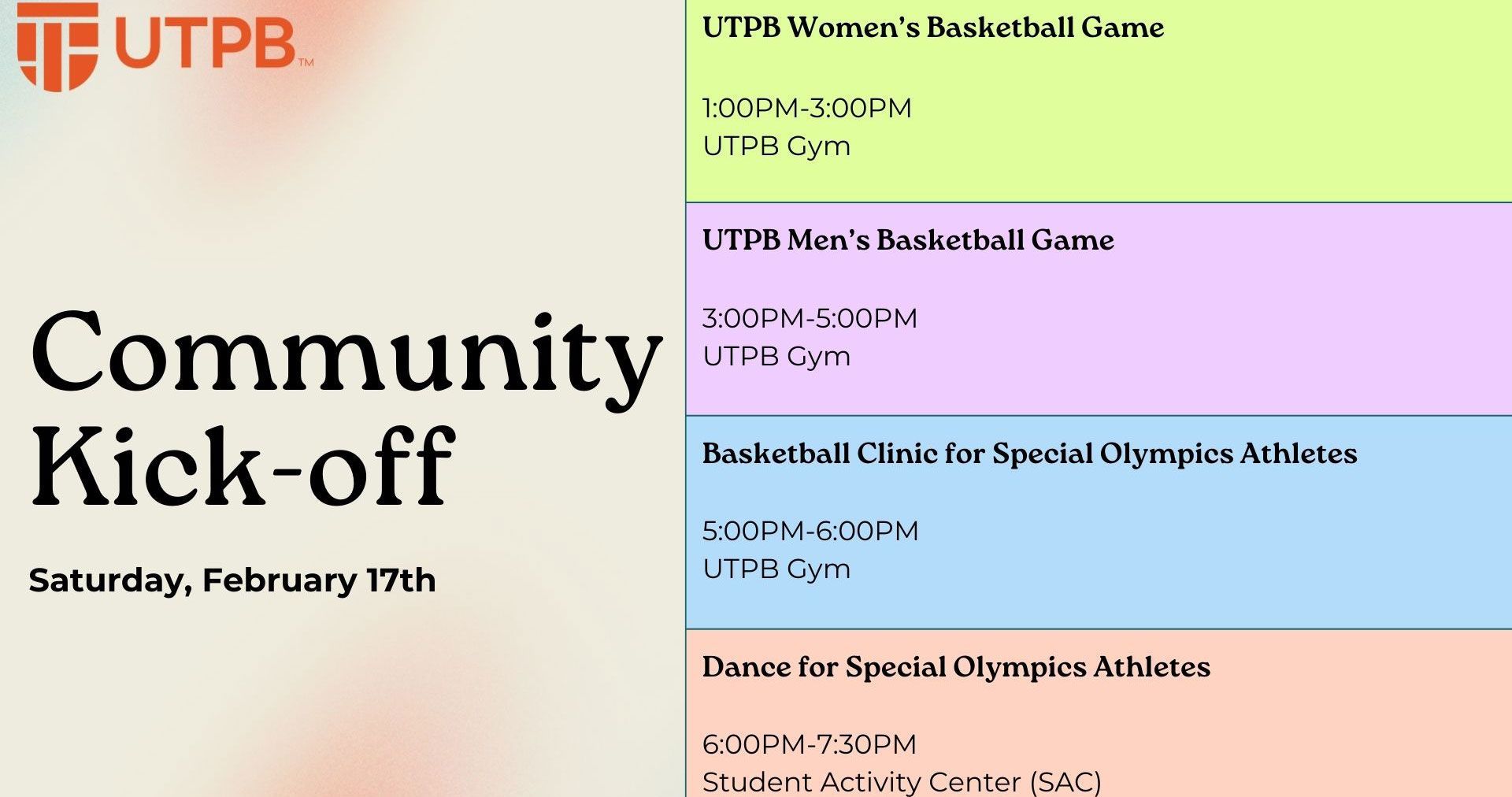 flyer with information on events