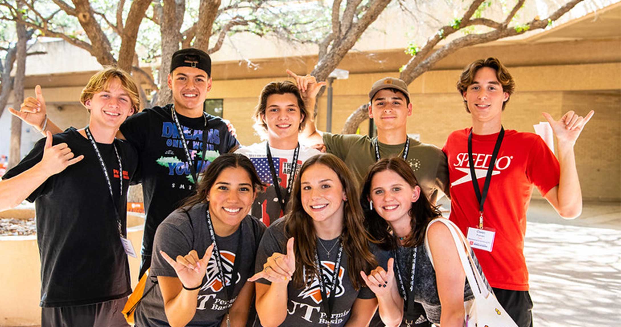 Students smiling at orientation
