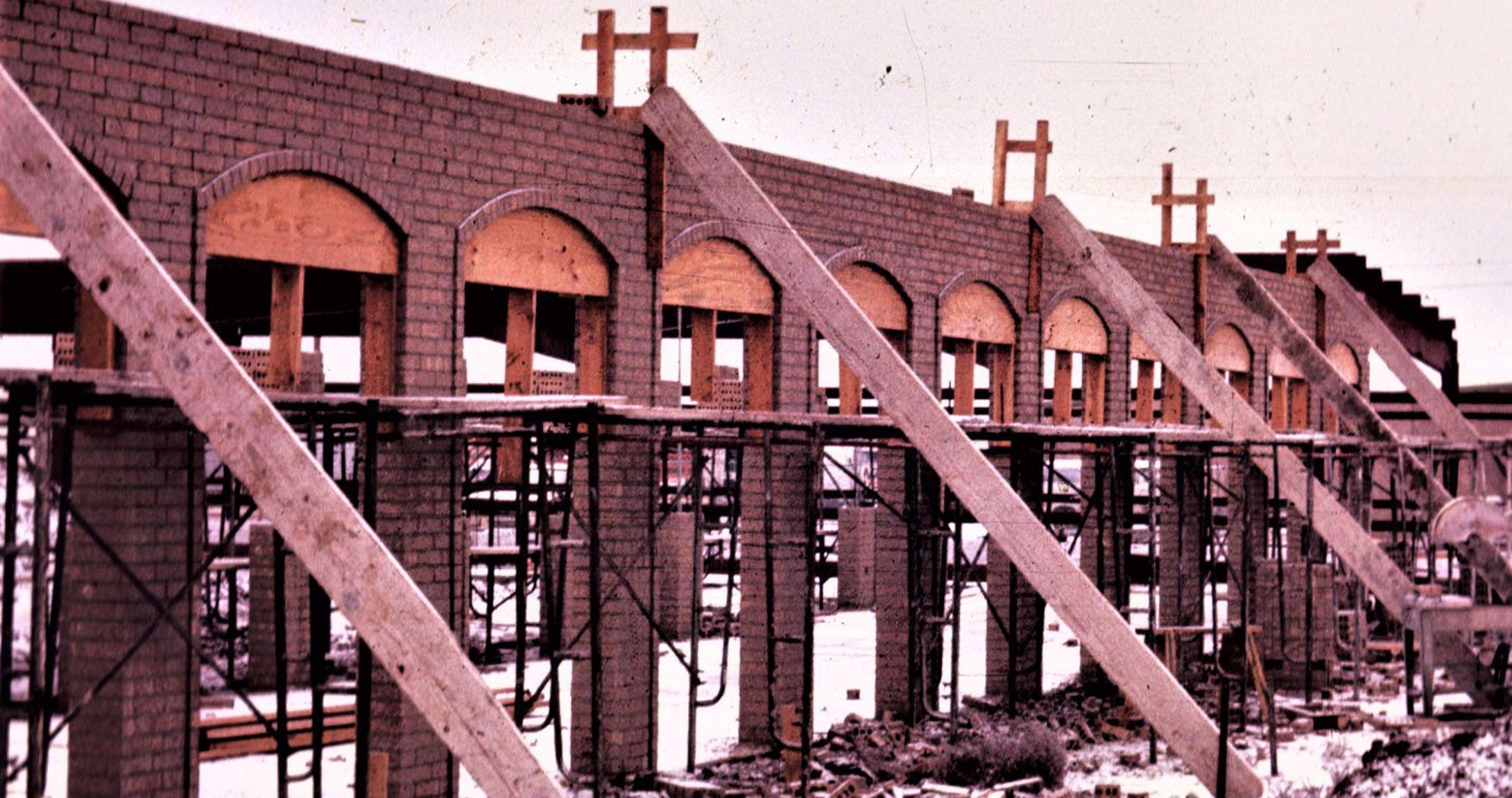 Old photo of the founders building being constructed