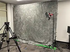 Podcast Studio Backdrop setup