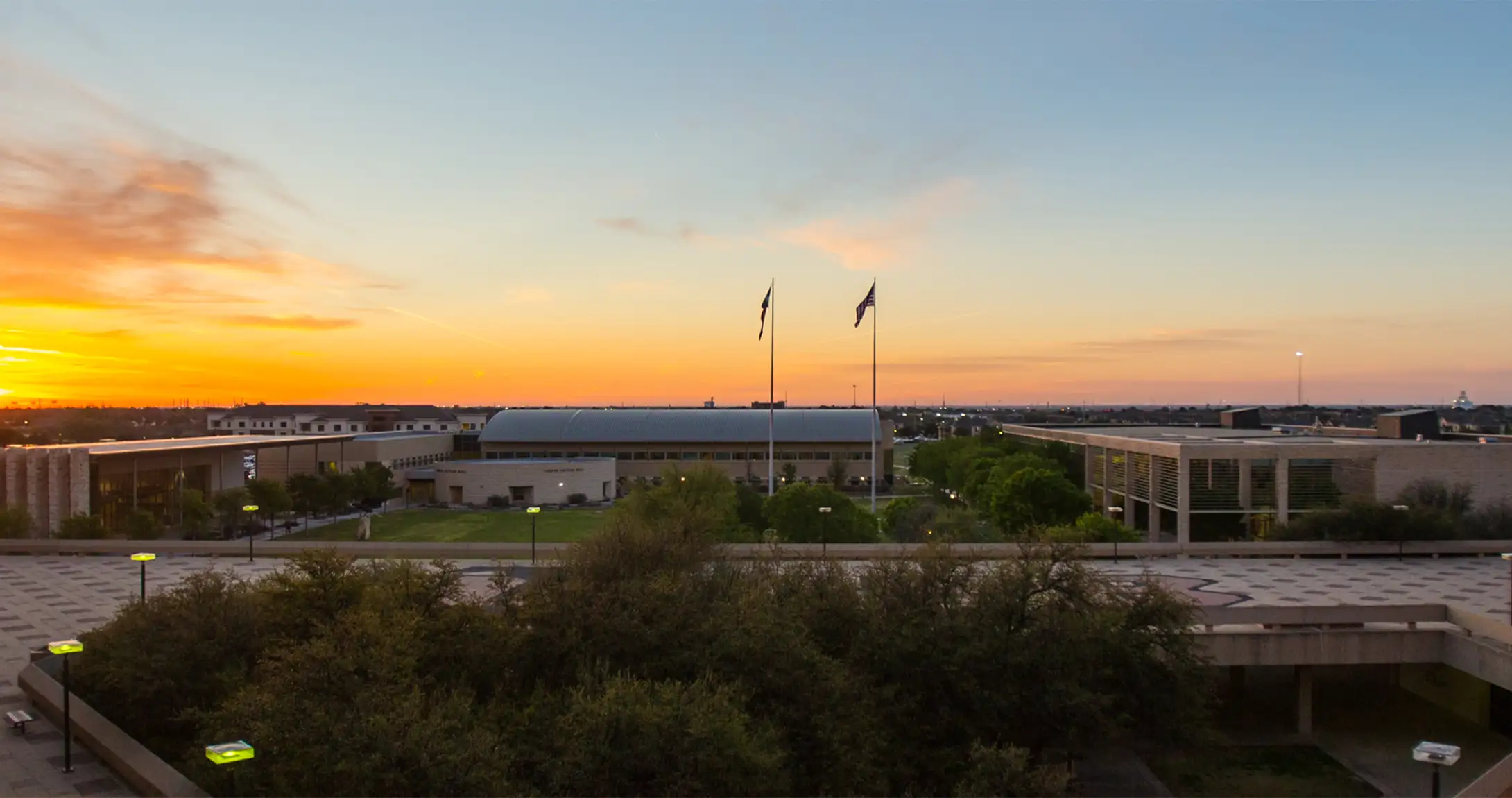 setting sun campus beauty shot