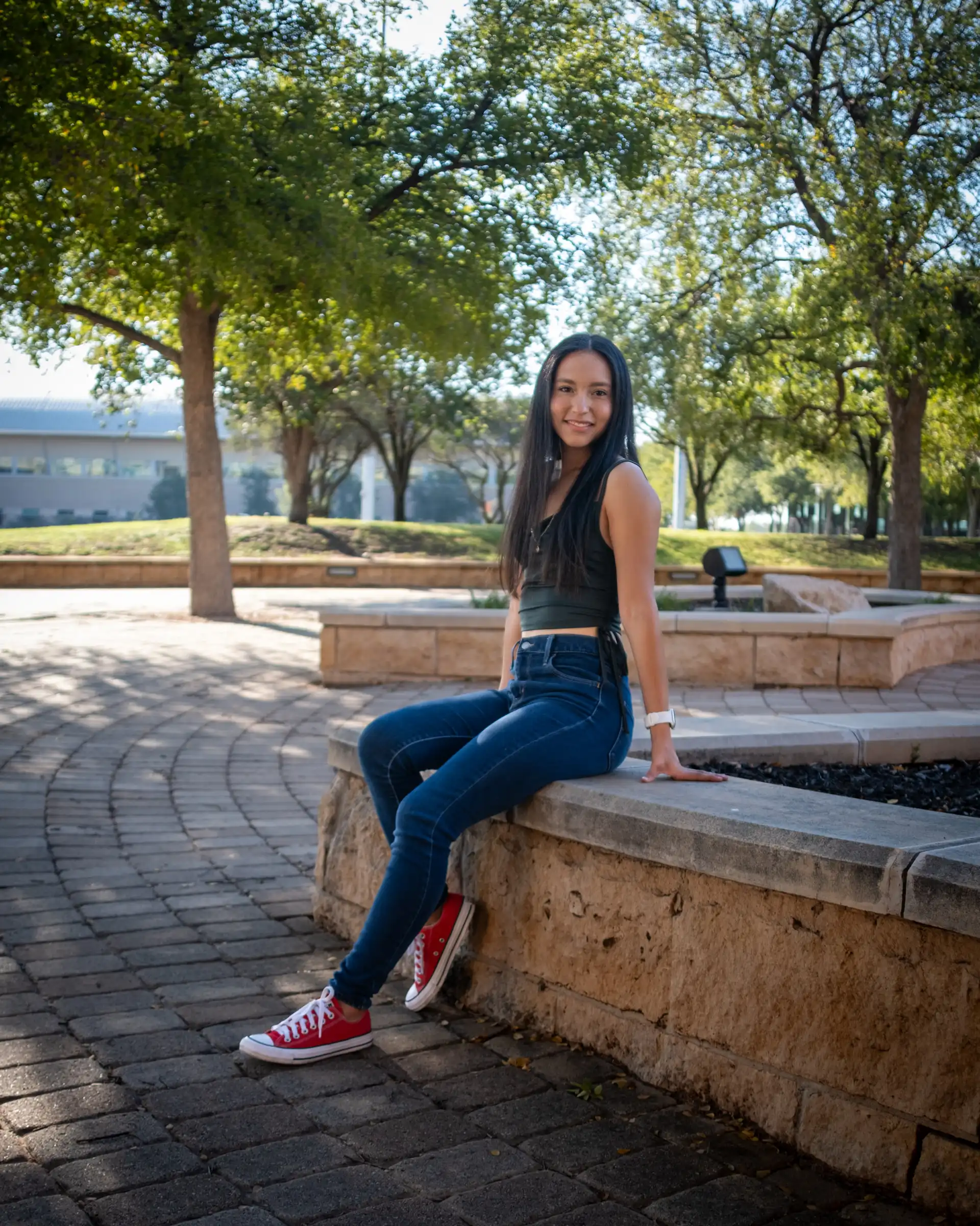 Alondra Ortiz standing outside on UTPB's campus. 