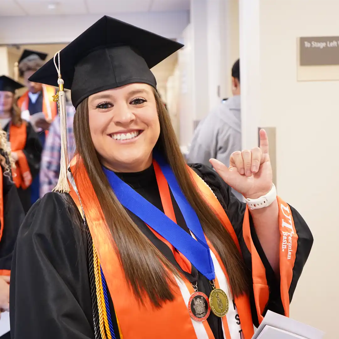 Ashley Salazar, UTPB graduate, at commencement. 