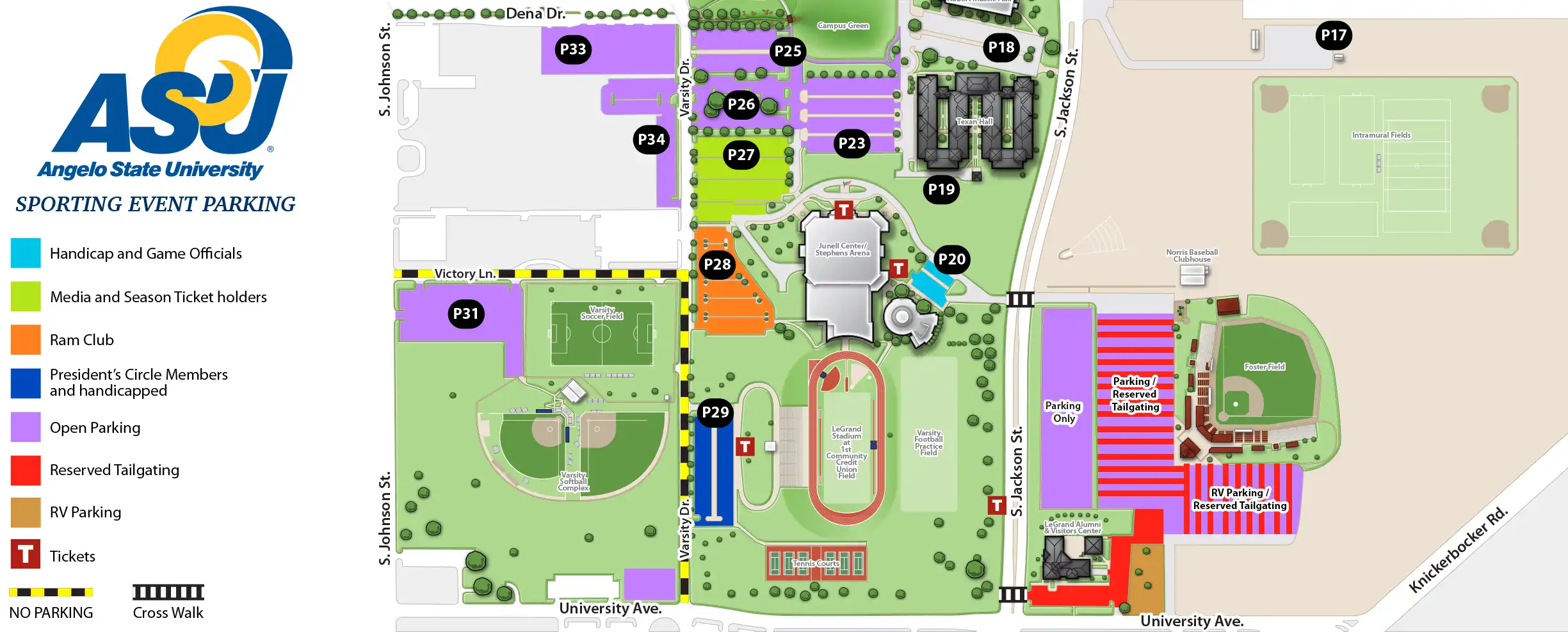 ASU map for game day tailgating.