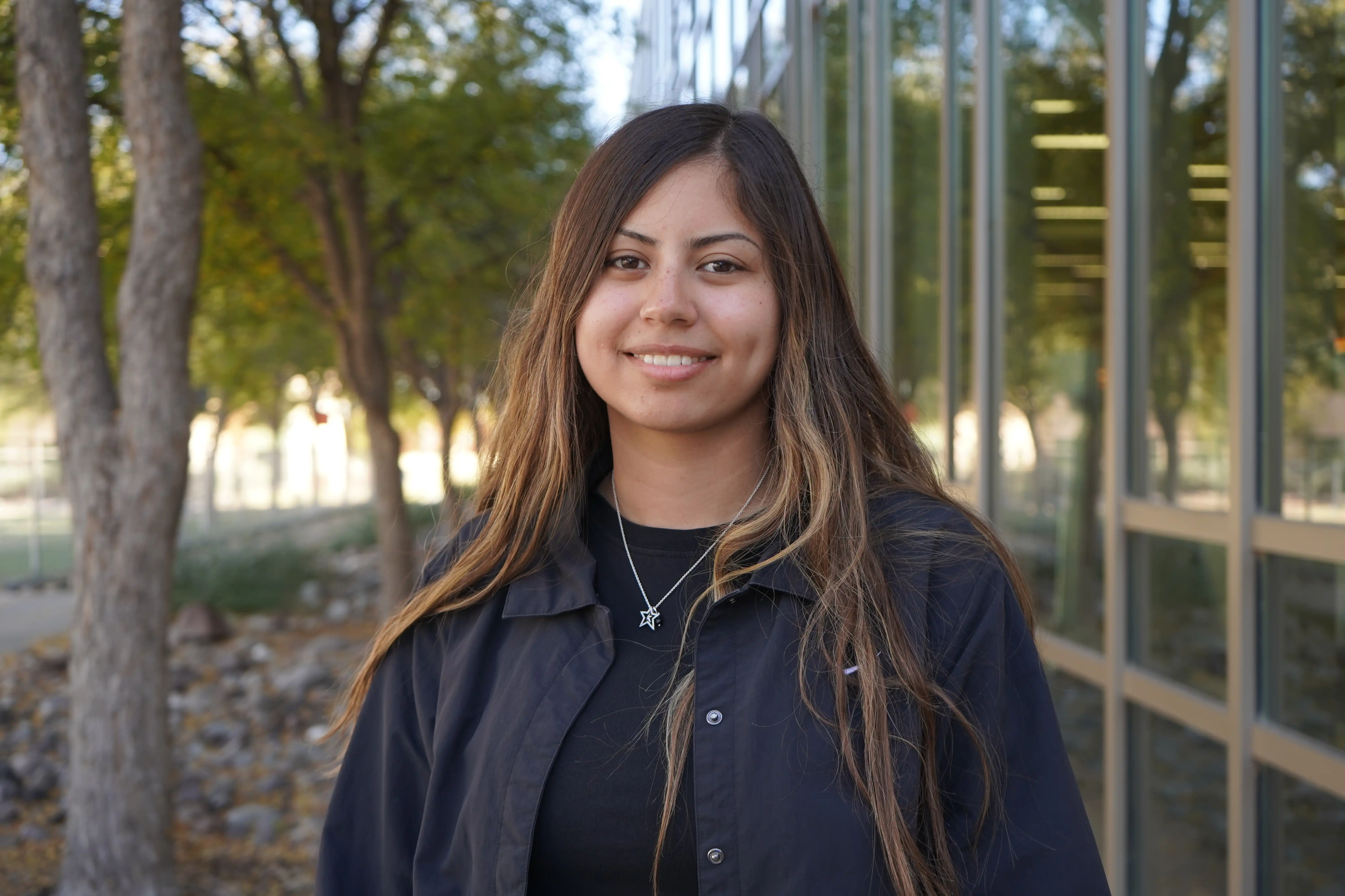 Judith Guerra at the on-campus library. 