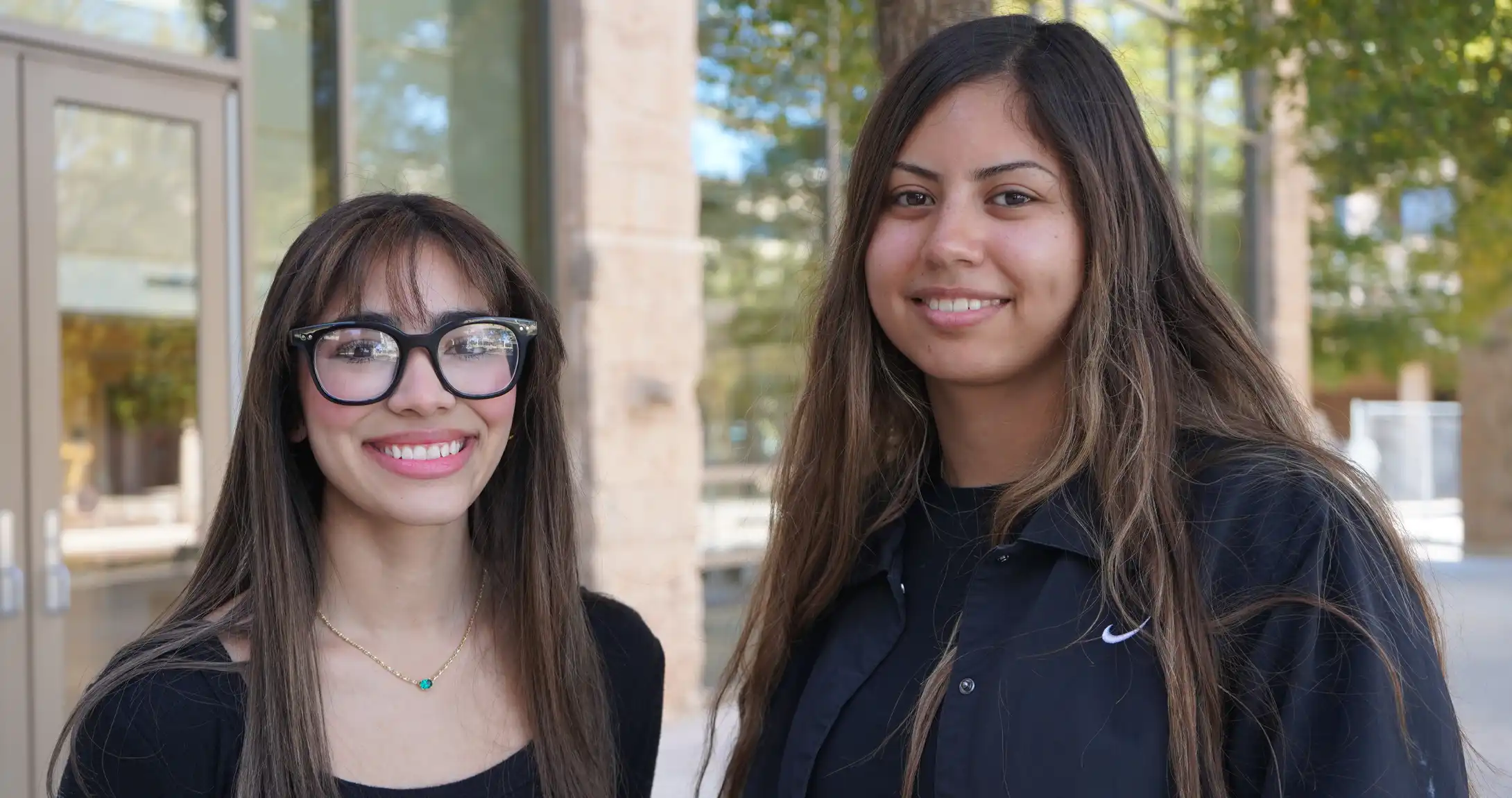 UTPB students, Amaya and Judith, at the on-campus library. 