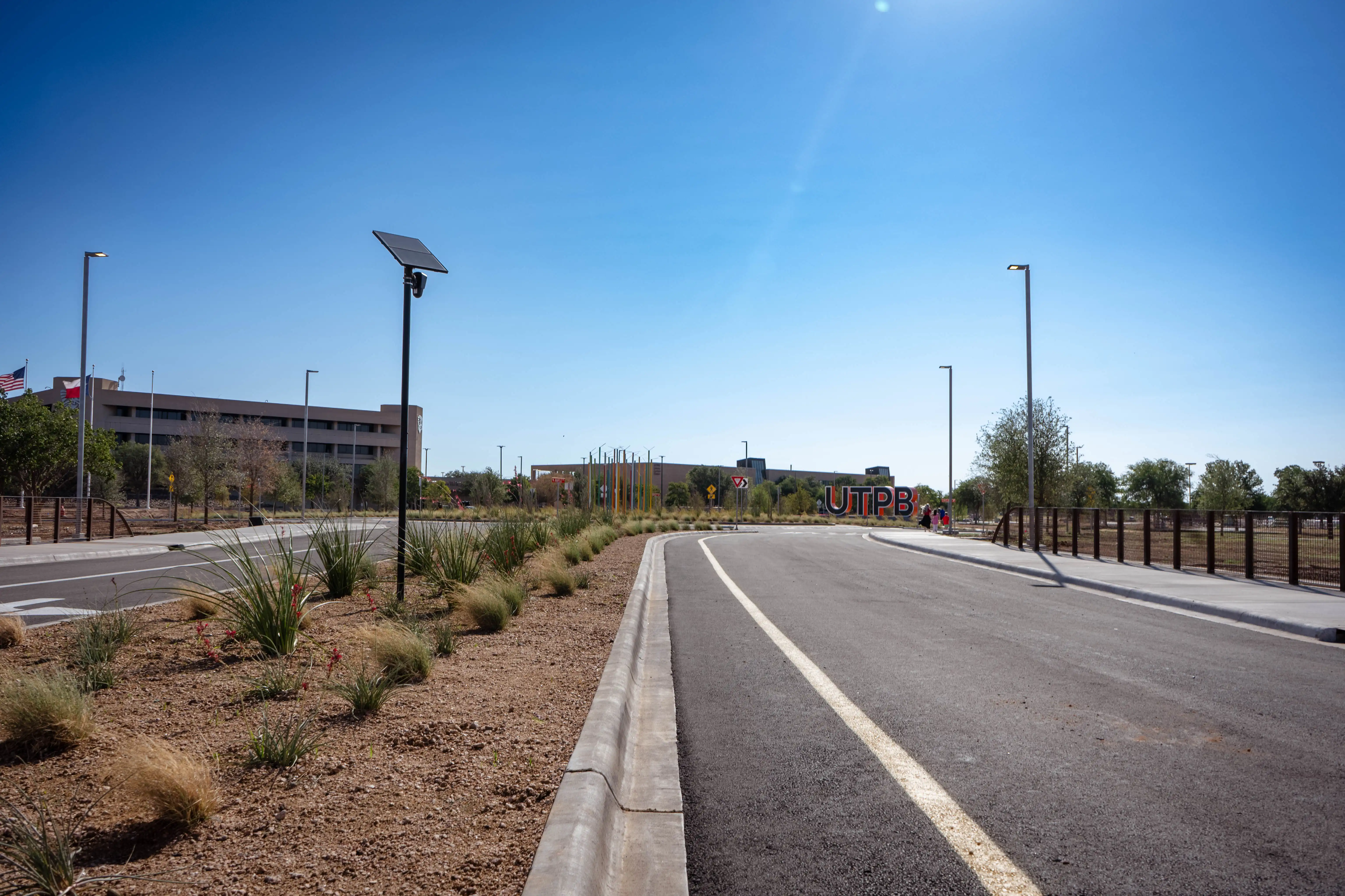 The entrance bridge as you drive onto campus.