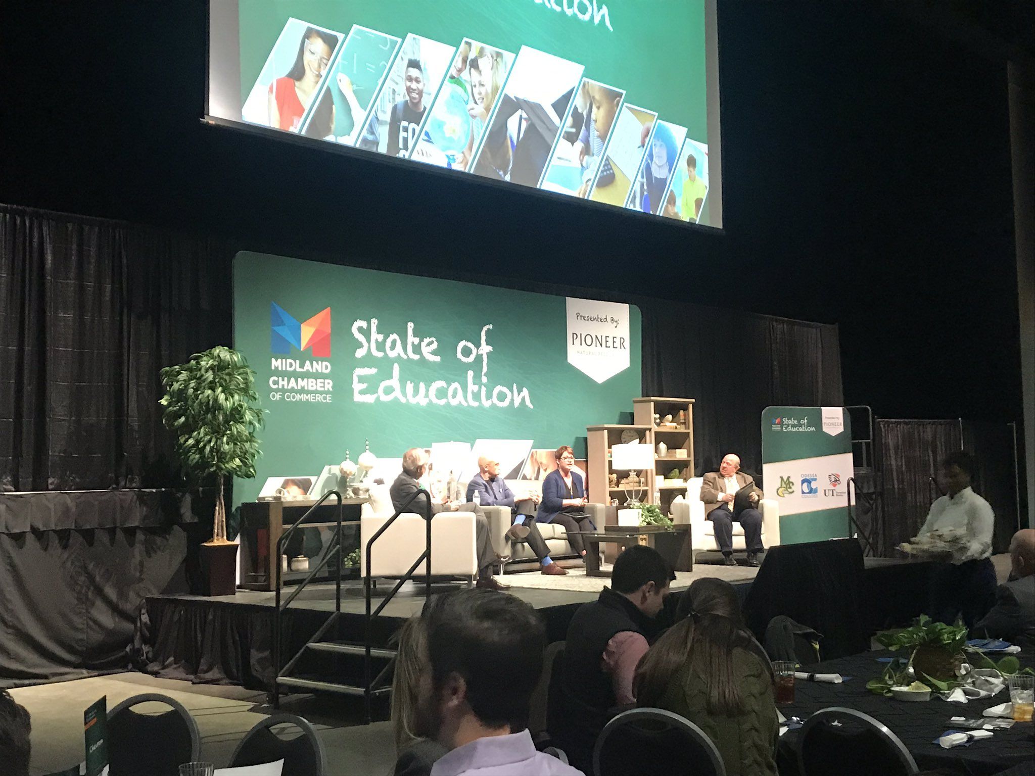 Dr. Woodley speaks on stage at State of the Education