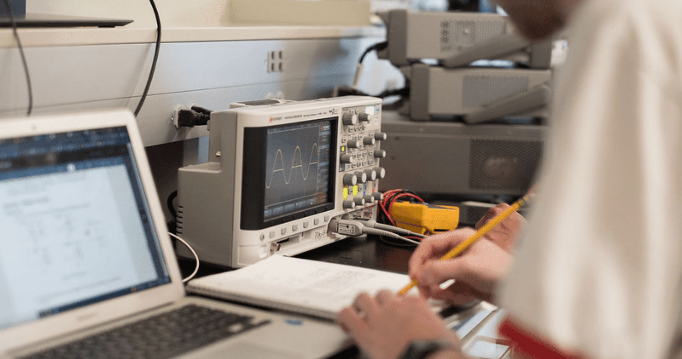 Student working on computer in engieering lab