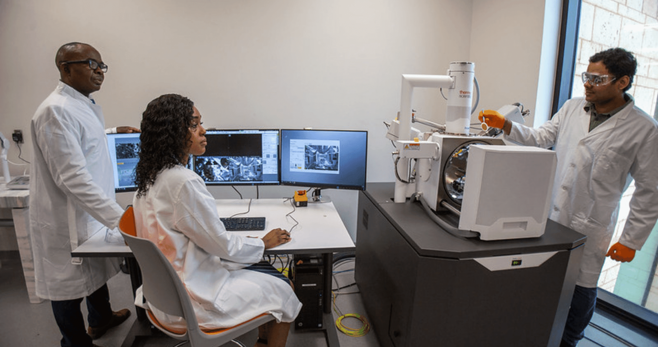 Engineering professors in lab