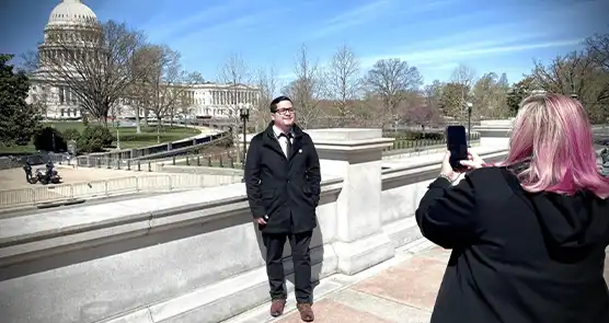 JP taking photo in front of White House in Washington, DC