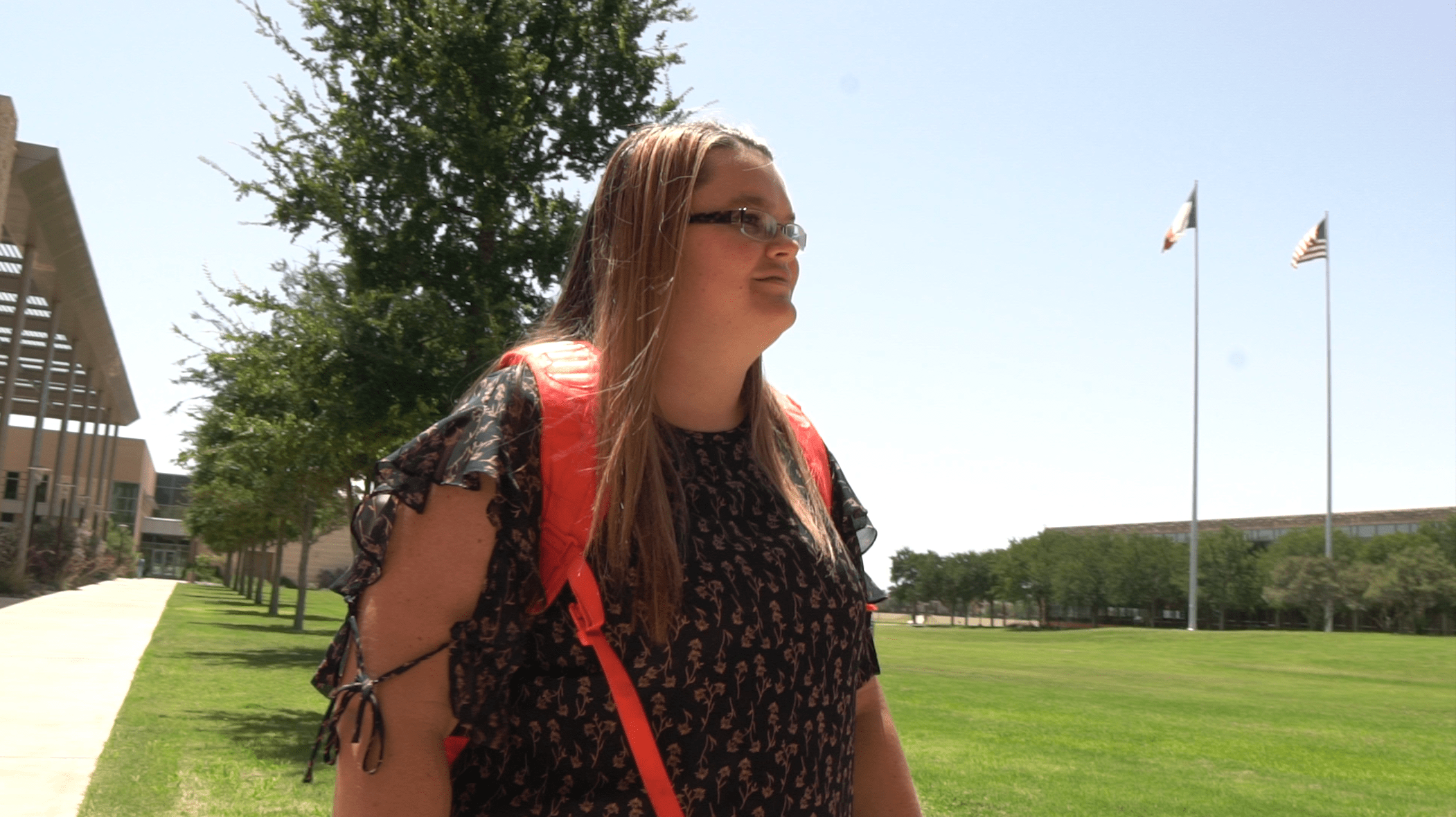 Megan Jones walking on campus