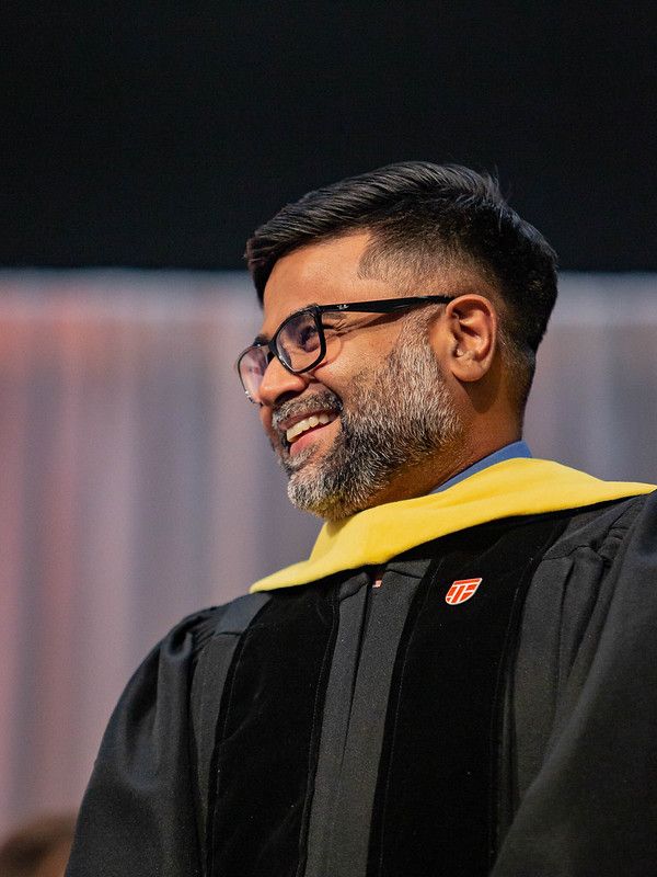 Dr. Raj in Regalia at commencement