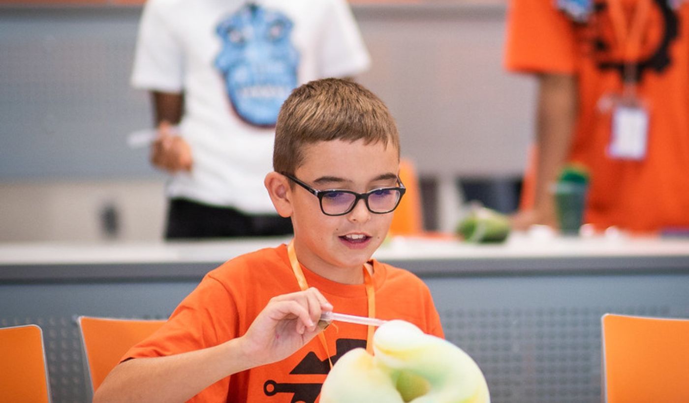 Boy doing science experiment 