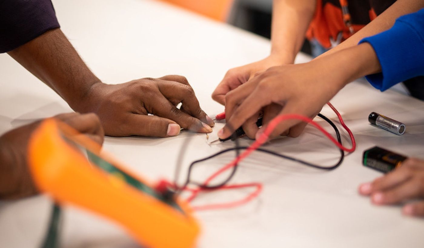 Close up of hands at engineering camp