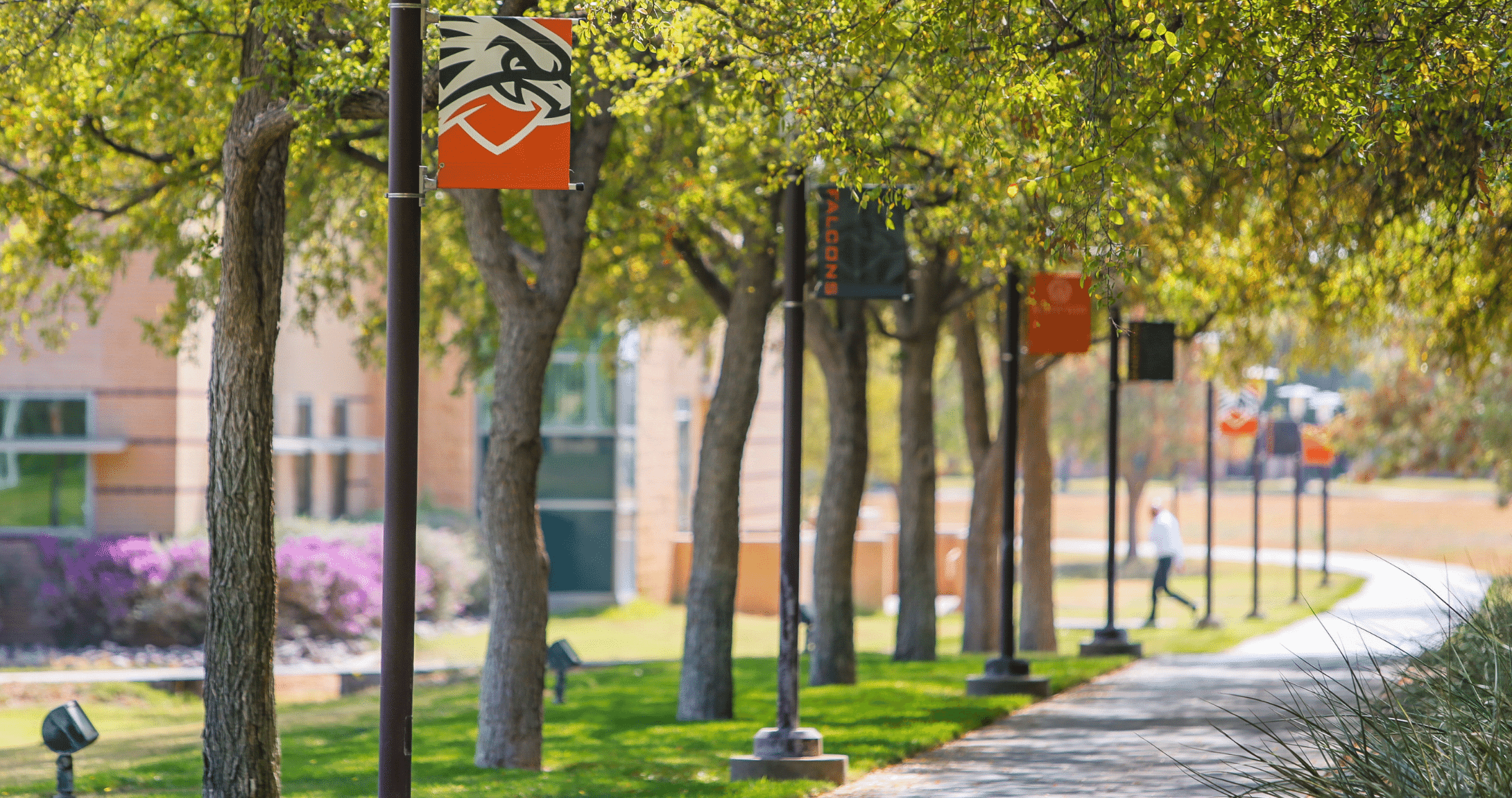 UTPB flags and walkway 