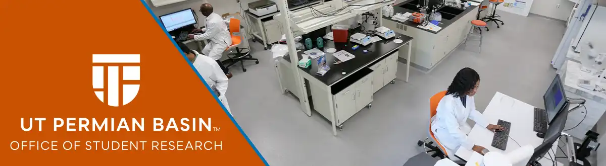 student in research lab with OSR logo