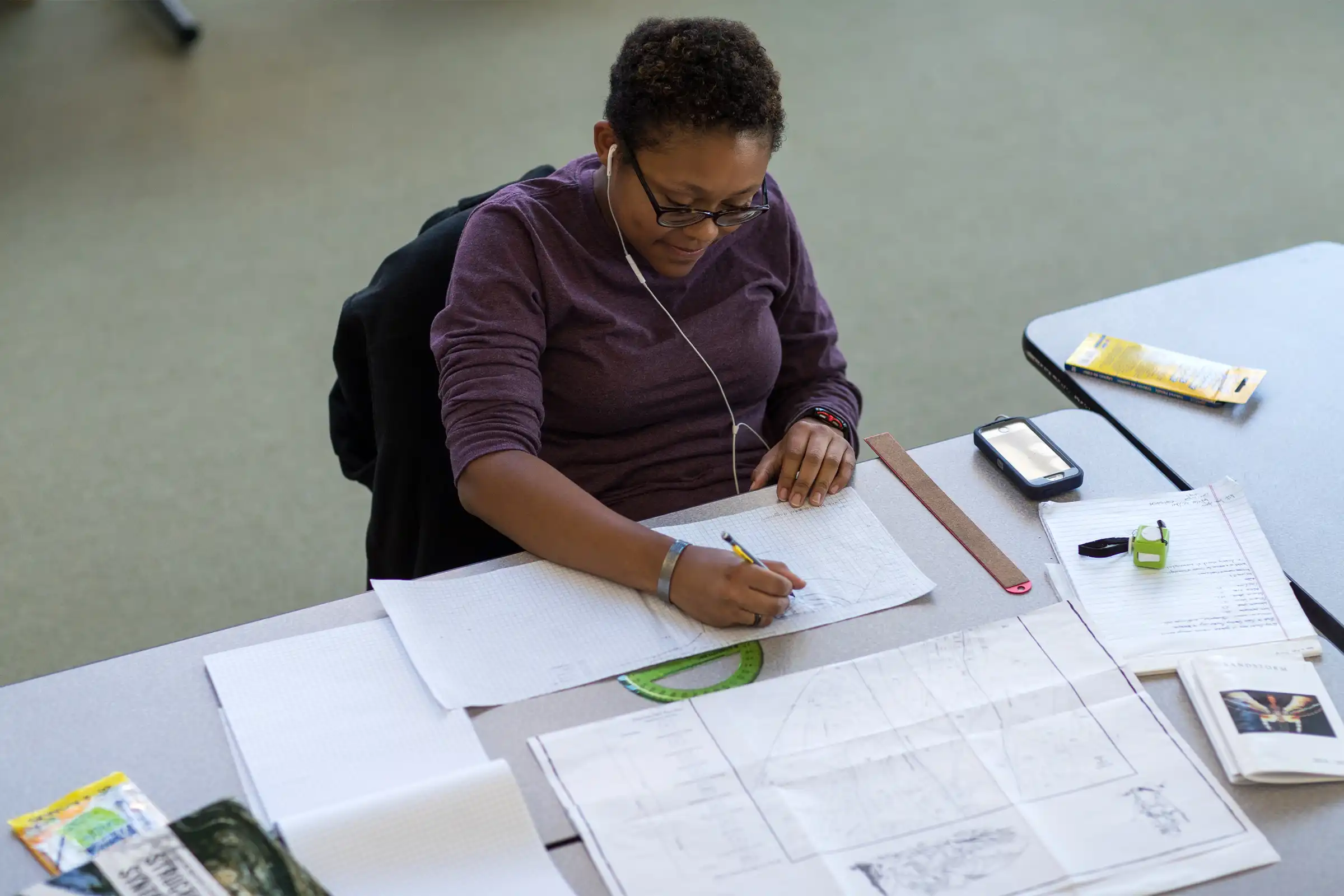 Student working on Research project